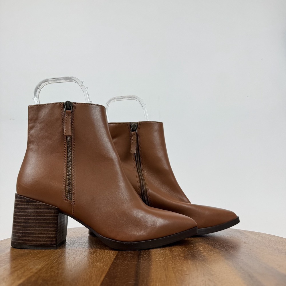 Womens Linea Paolo Brown Leather Heeled‎ Casual Comfort Ankle Booties Size 9 M